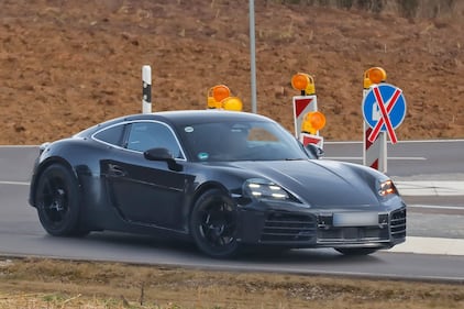 Porsche’s upcoming electric Cayman coupe has been spotted with little camouflage.