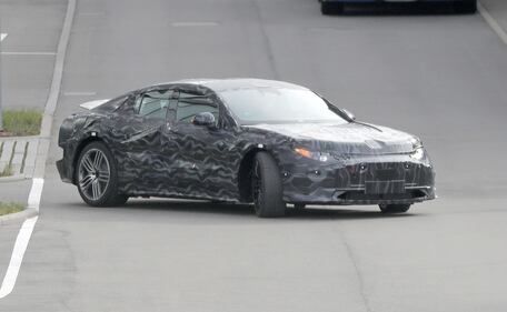 Mercedes-AMG GT EV spy photo turning right