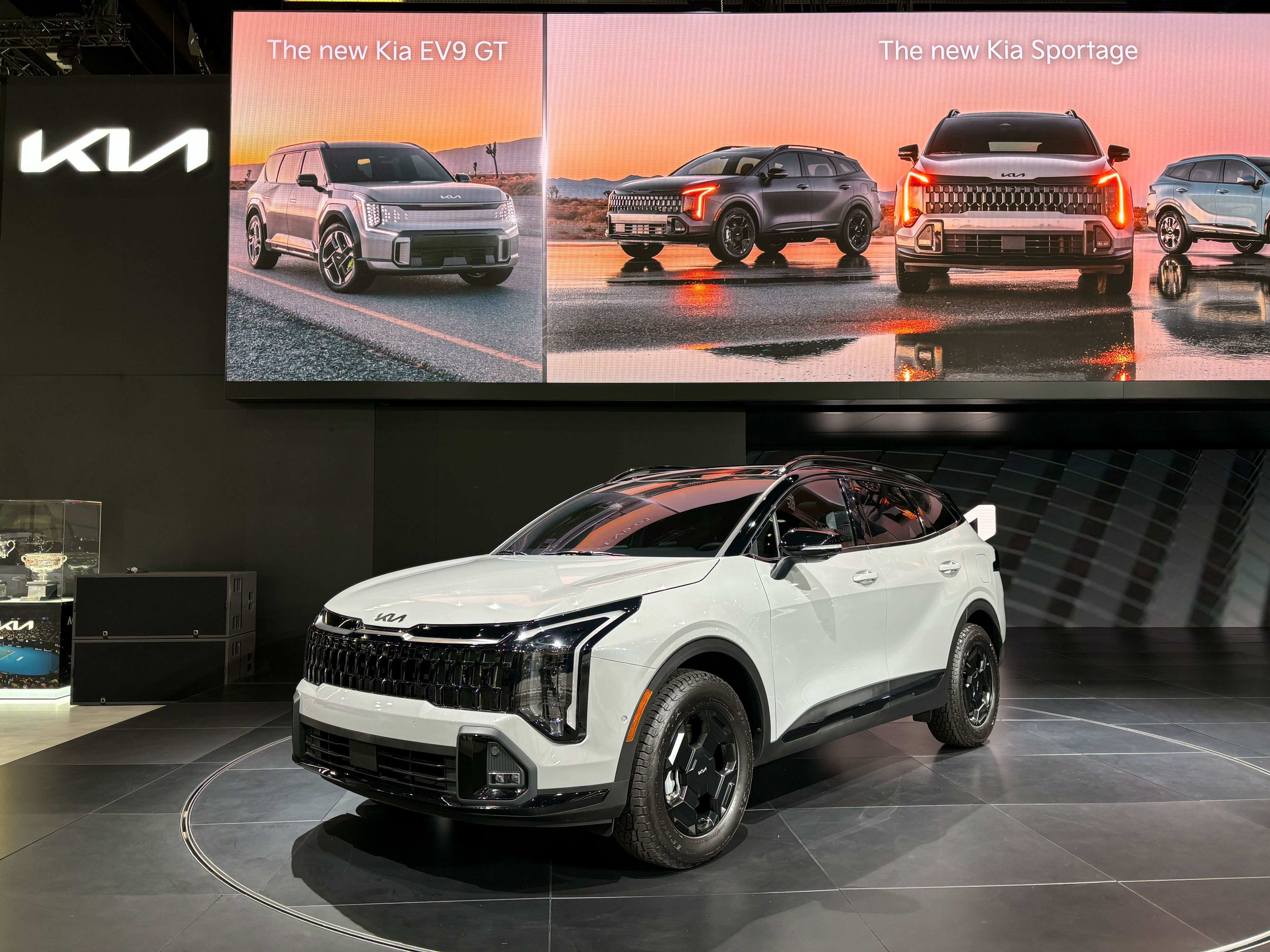 2026 Kia Sportage on stage at the 2024 LA Auto Show.