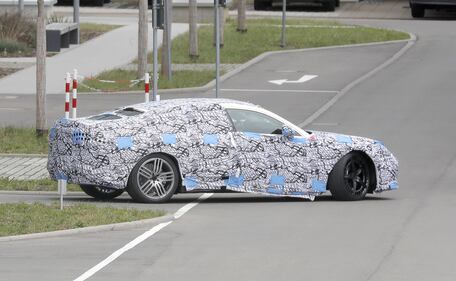 Mercedes-AMG GT EV spy photo rear turning left