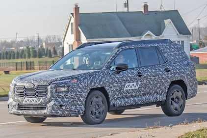 2026 Subaru Outback in camouflage caught testing.