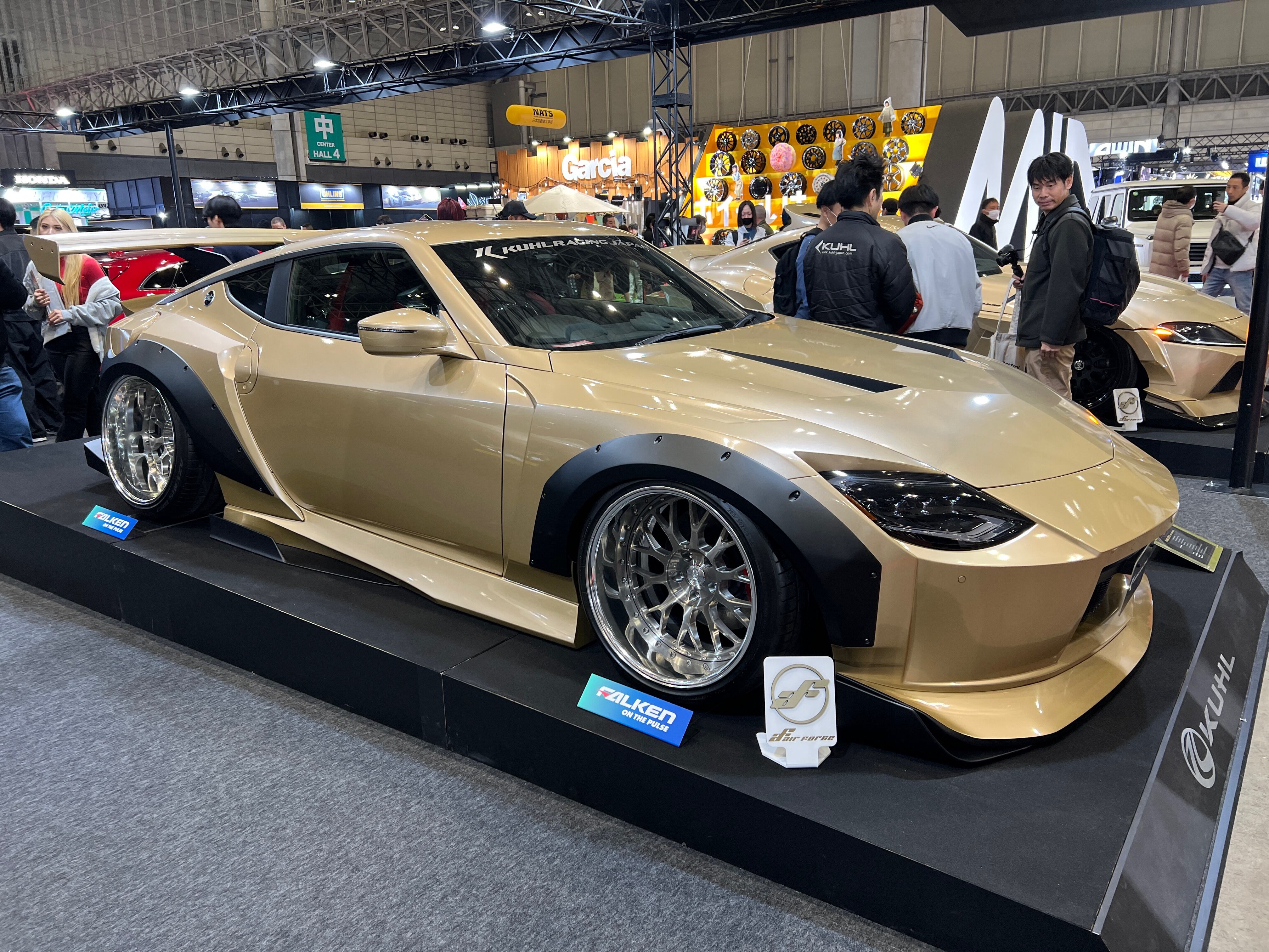 A gold Nissan Z at 2025 Tokyo Auto Salon.