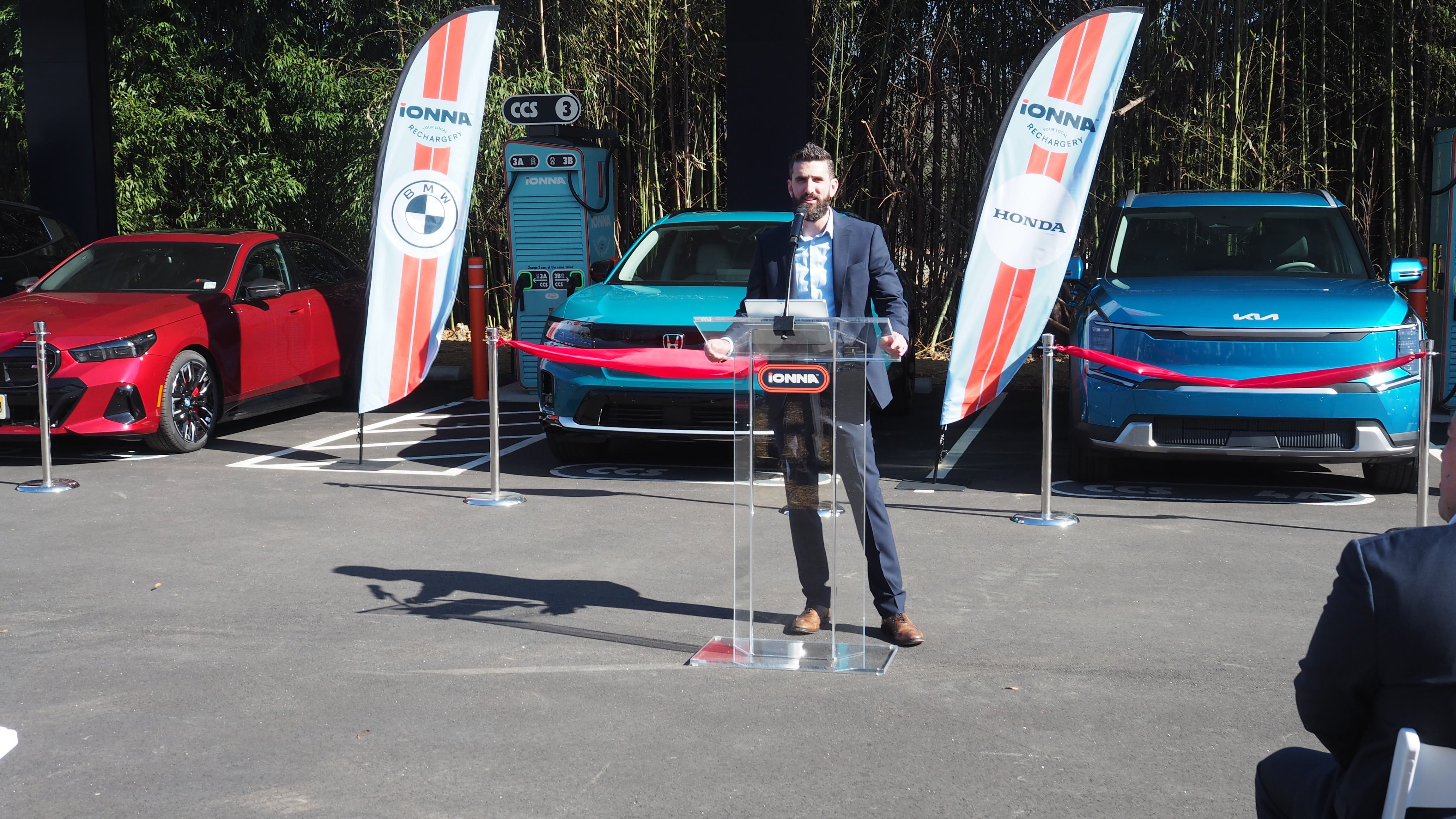 Ionna CEO Seth Cutler at the charging company's ribbon cutting in Apex, N.C.