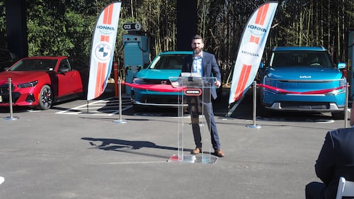 Ionna CEO Seth Cutler at the charging company's ribbon cutting in Apex, N.C.