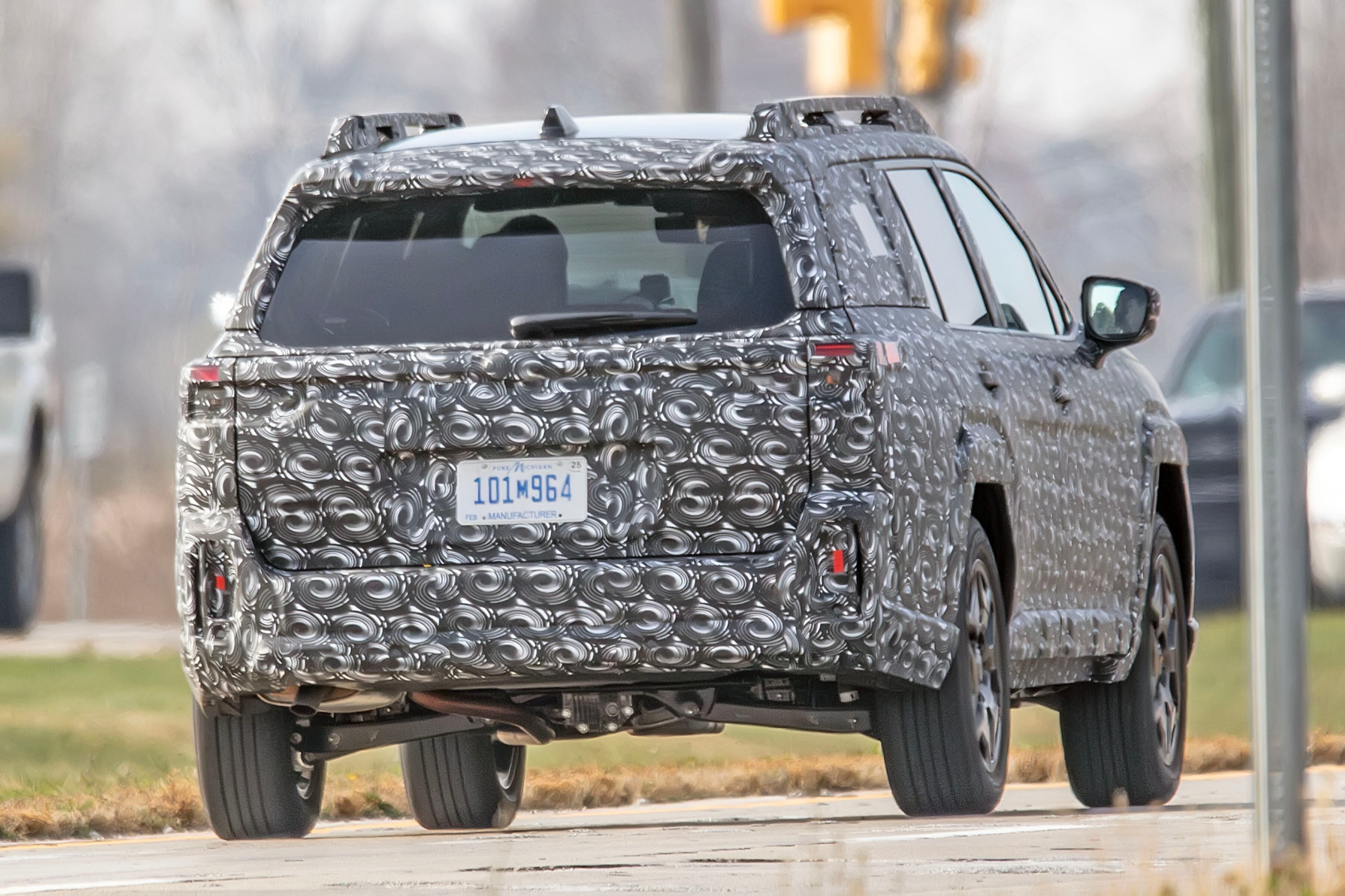 2026 Subaru Outback in camouflage caught testing.