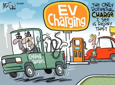 EV charges - Leo Michael cartoon