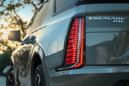 A photo of the taillight on the 2026 Cadillac Escalade IQL electric full-size SUV.