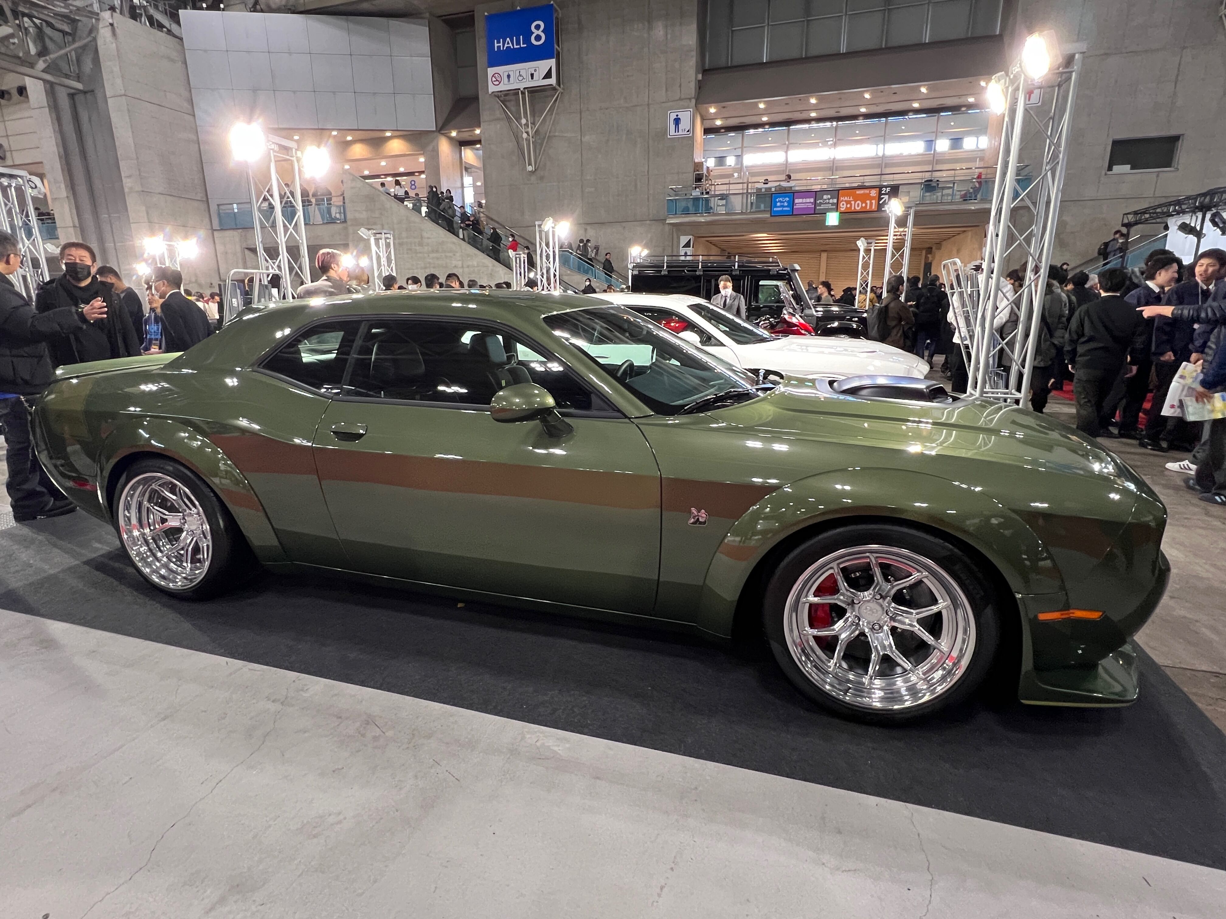 Green Dodge Challenger at 2025 Tokyo Auto Salon