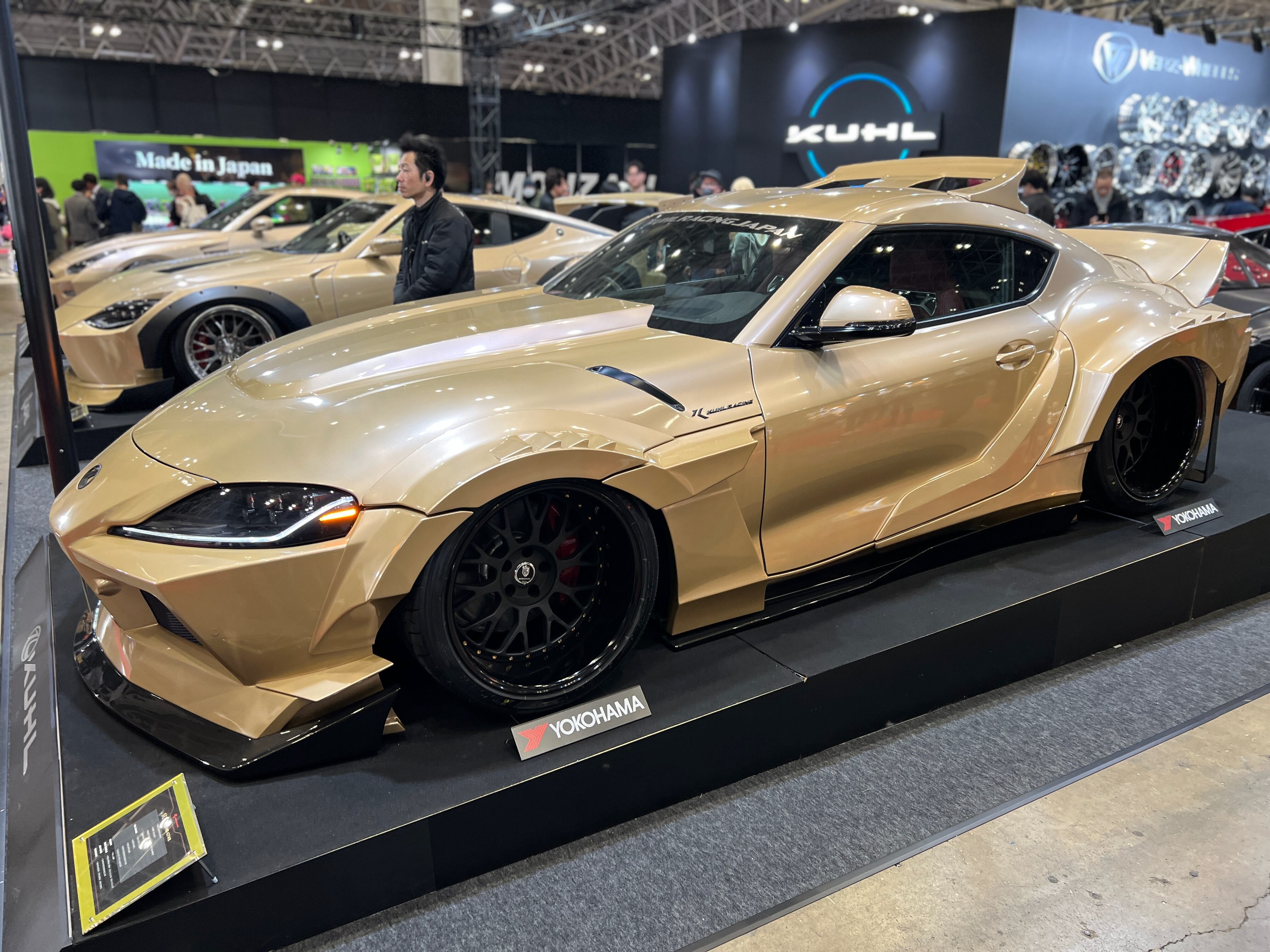 Gold Toyota Supra at 2025 Tokyo Auto Salon.